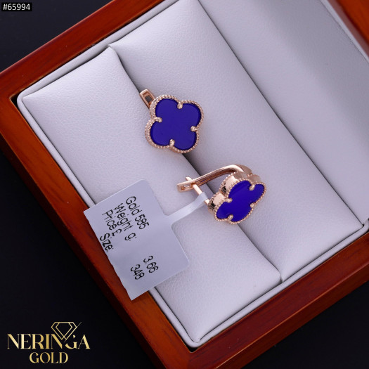 Rose gold english lock earrings #65994