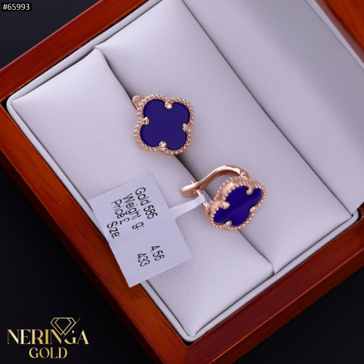 Rose gold english lock earrings #65993