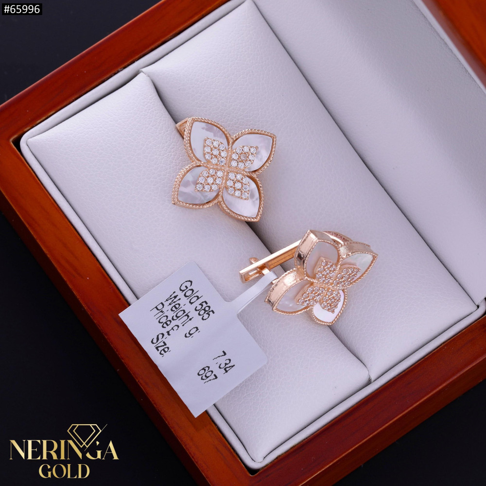 Rose gold english lock earrings #65996