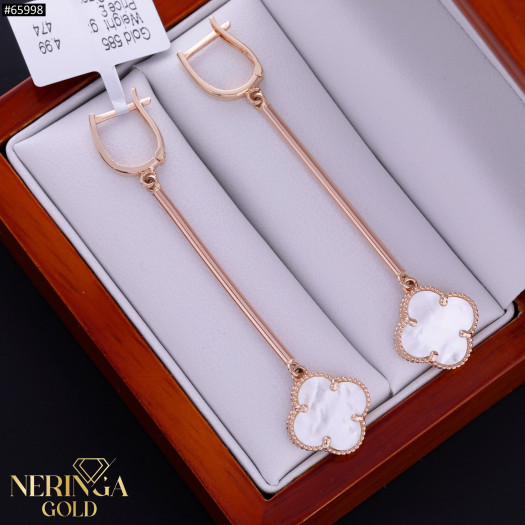 Rose gold english lock earrings #65998