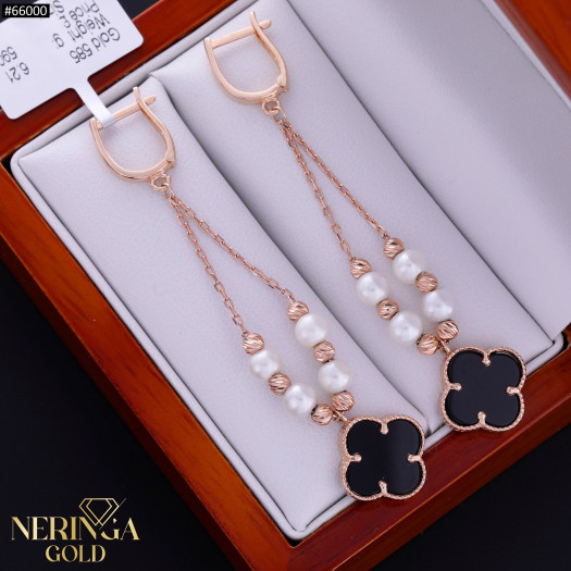 Rose gold english lock earrings #66000