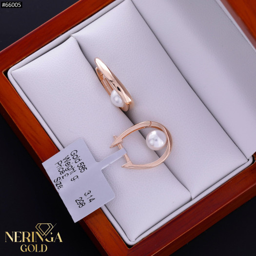 Rose gold english lock earrings #66005