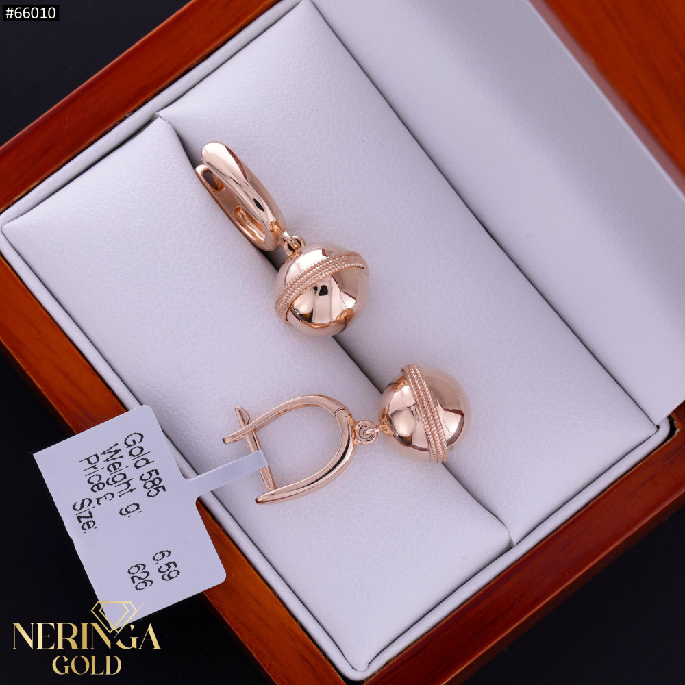 Rose gold english lock earrings #66010