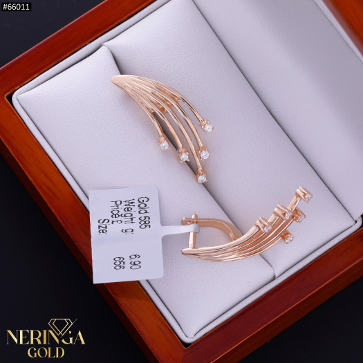 Rose gold english lock earrings #66011