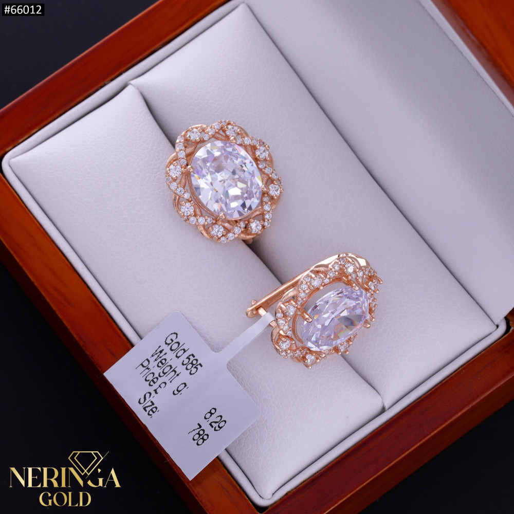 Rose gold english lock earrings #66012