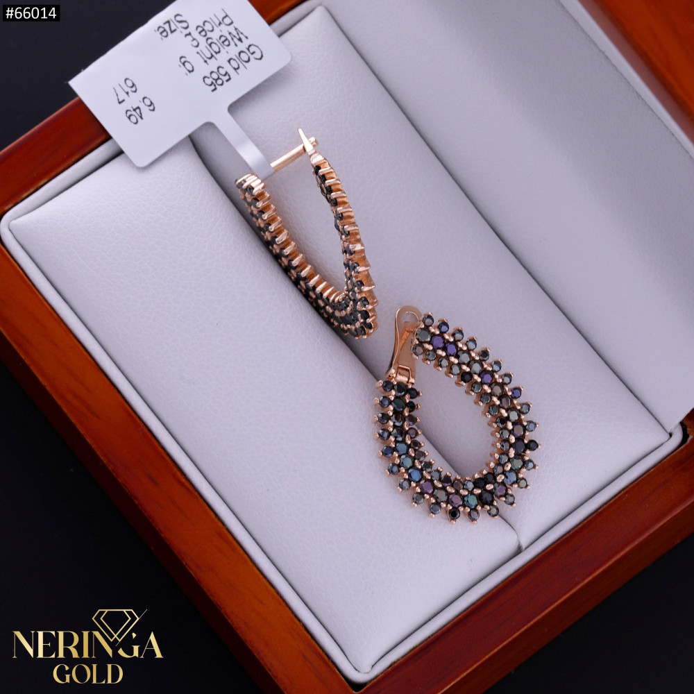 Rose gold english lock earrings #66014