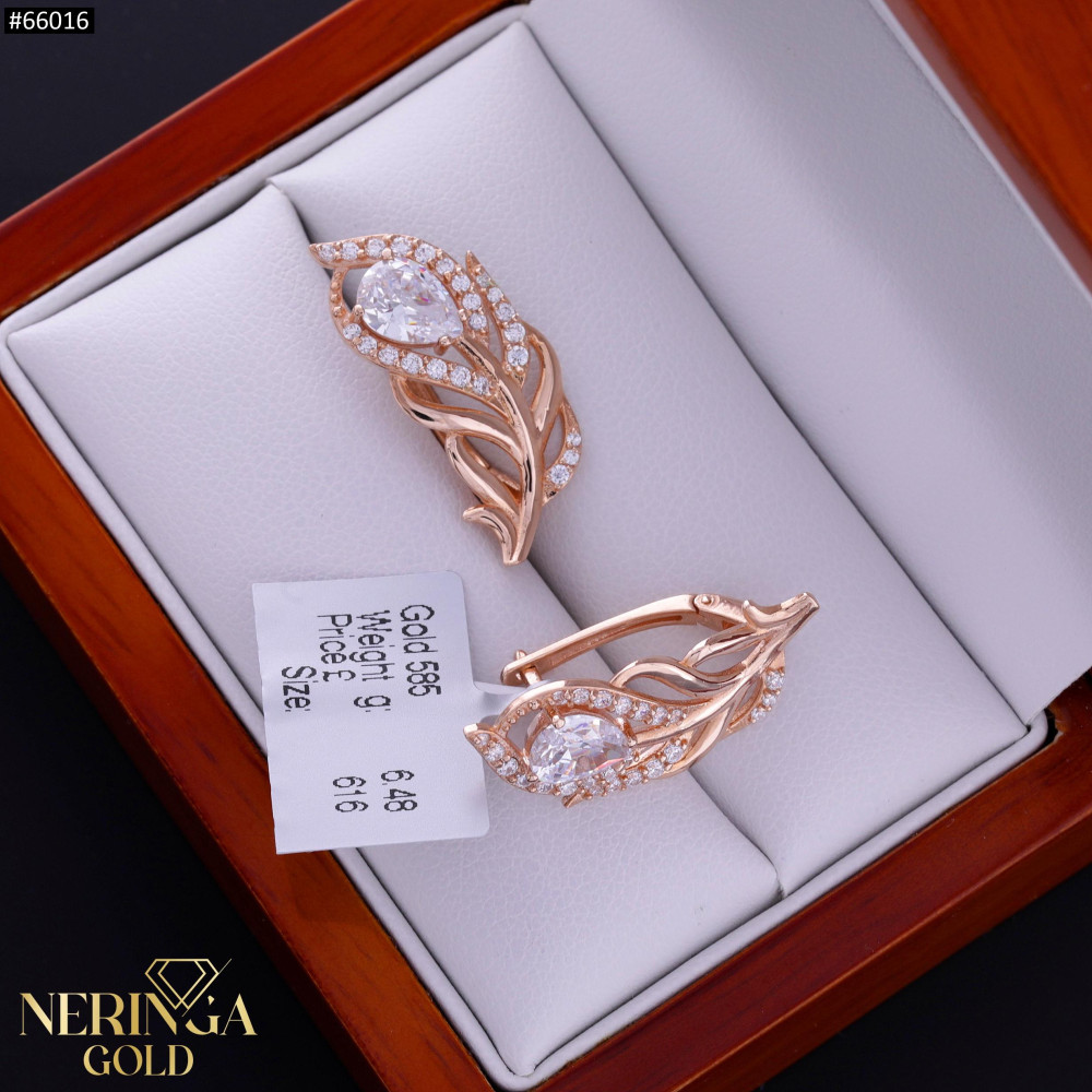 Rose gold english lock earrings #66016