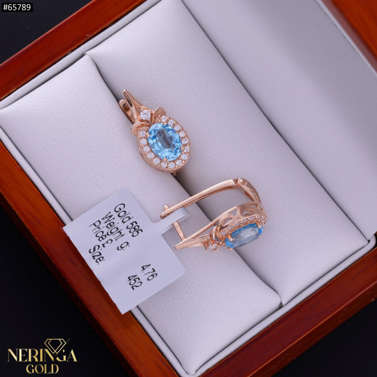 Rose gold english lock earrings #65789