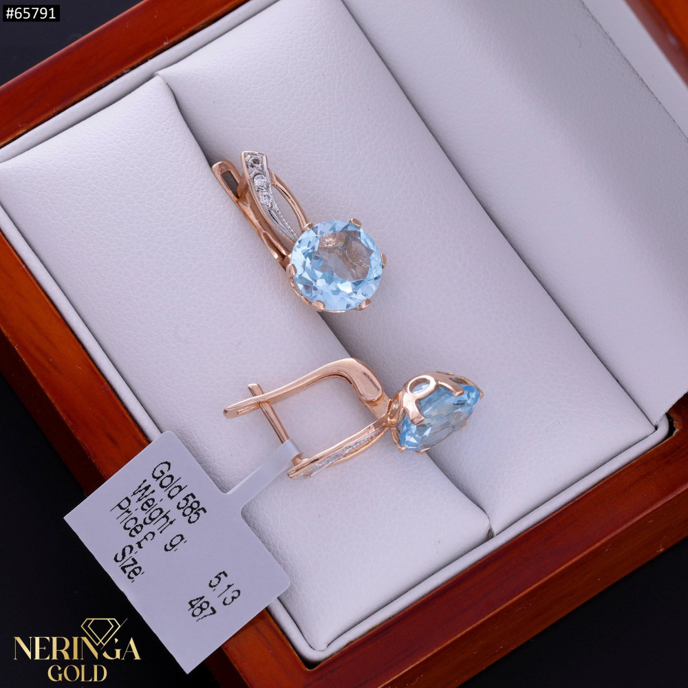 Rose gold english lock earrings #65791