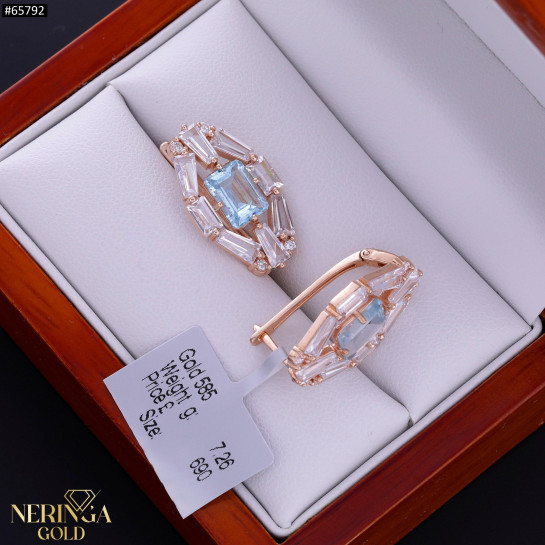 Rose gold english lock earrings #65792