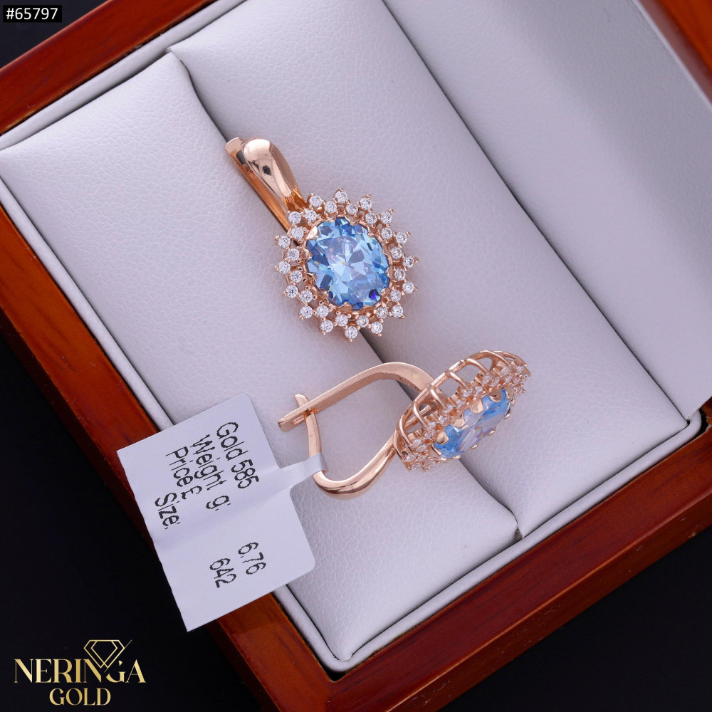 Rose gold english lock earrings #65797