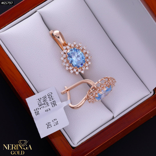 Rose gold english lock earrings #65797