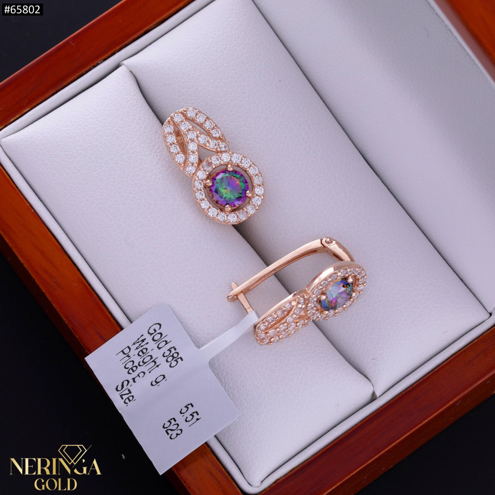 Rose gold english lock earrings #65802