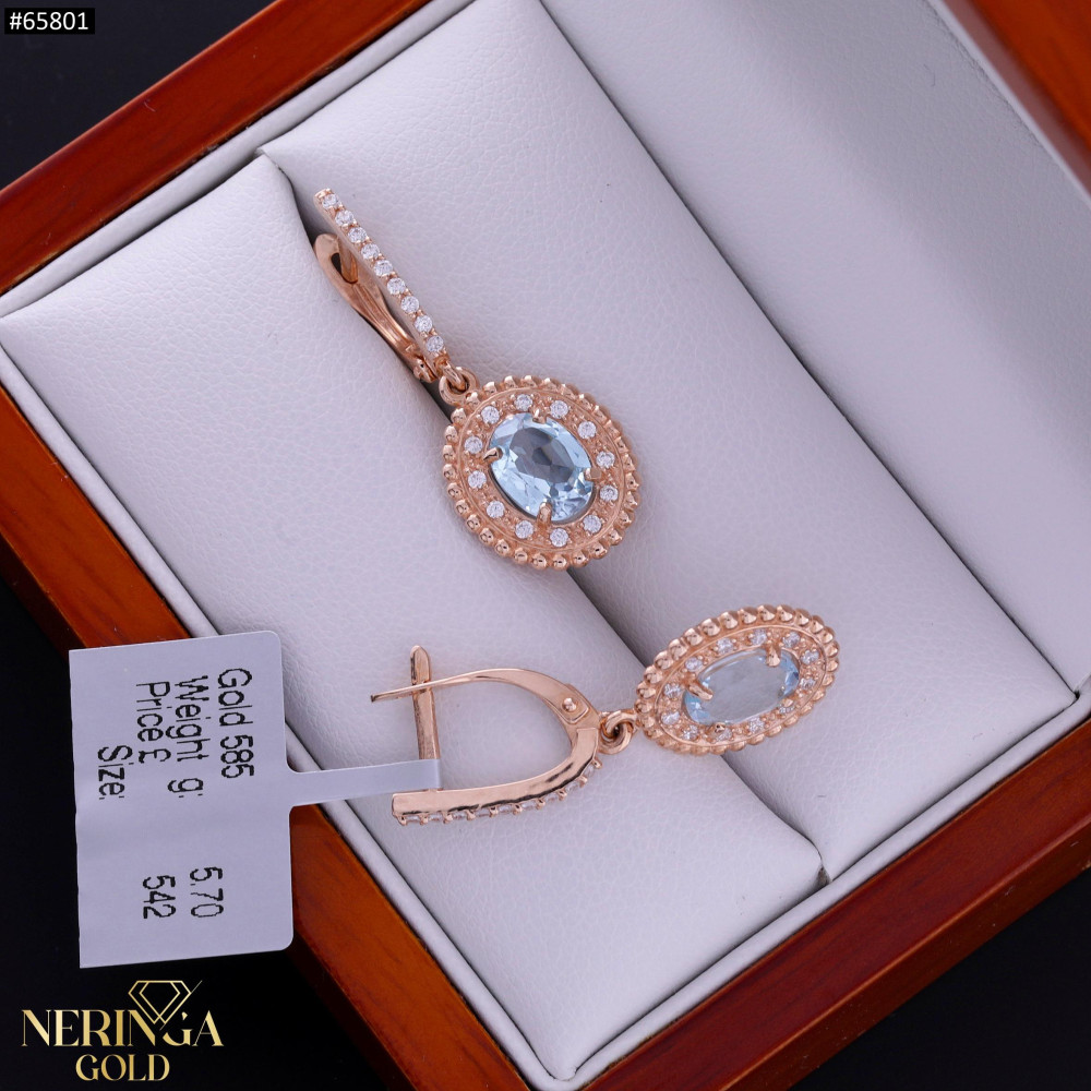 Rose gold english lock earrings #65801