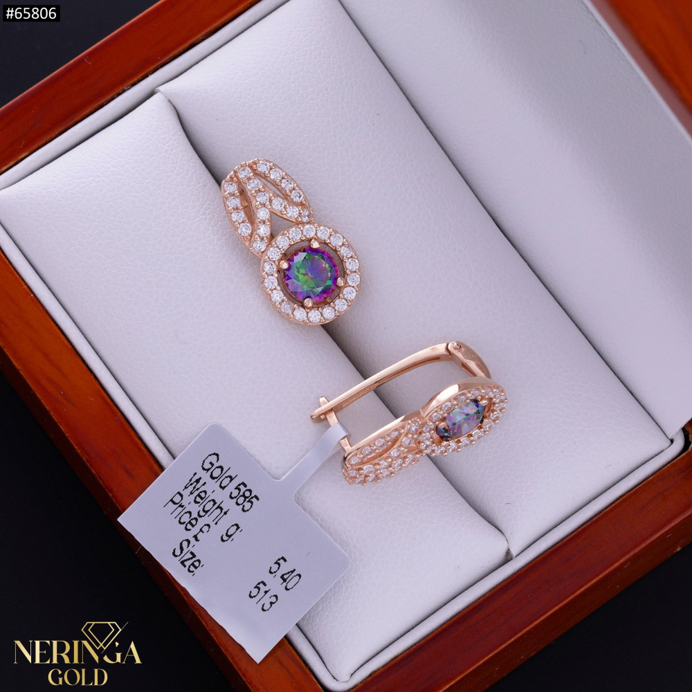 Rose gold english lock earrings #65806