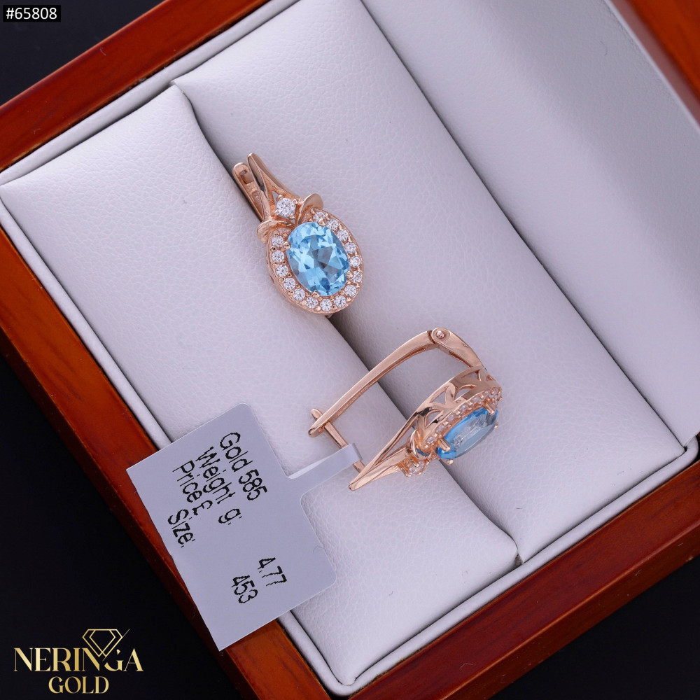 Rose gold english lock earrings #65808