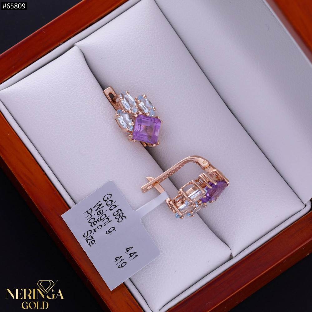 Rose gold english lock earrings #65809