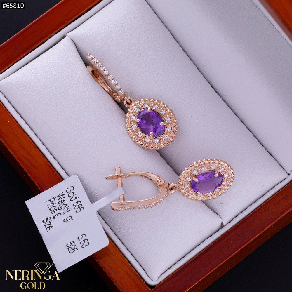 Rose gold english lock earrings #65810