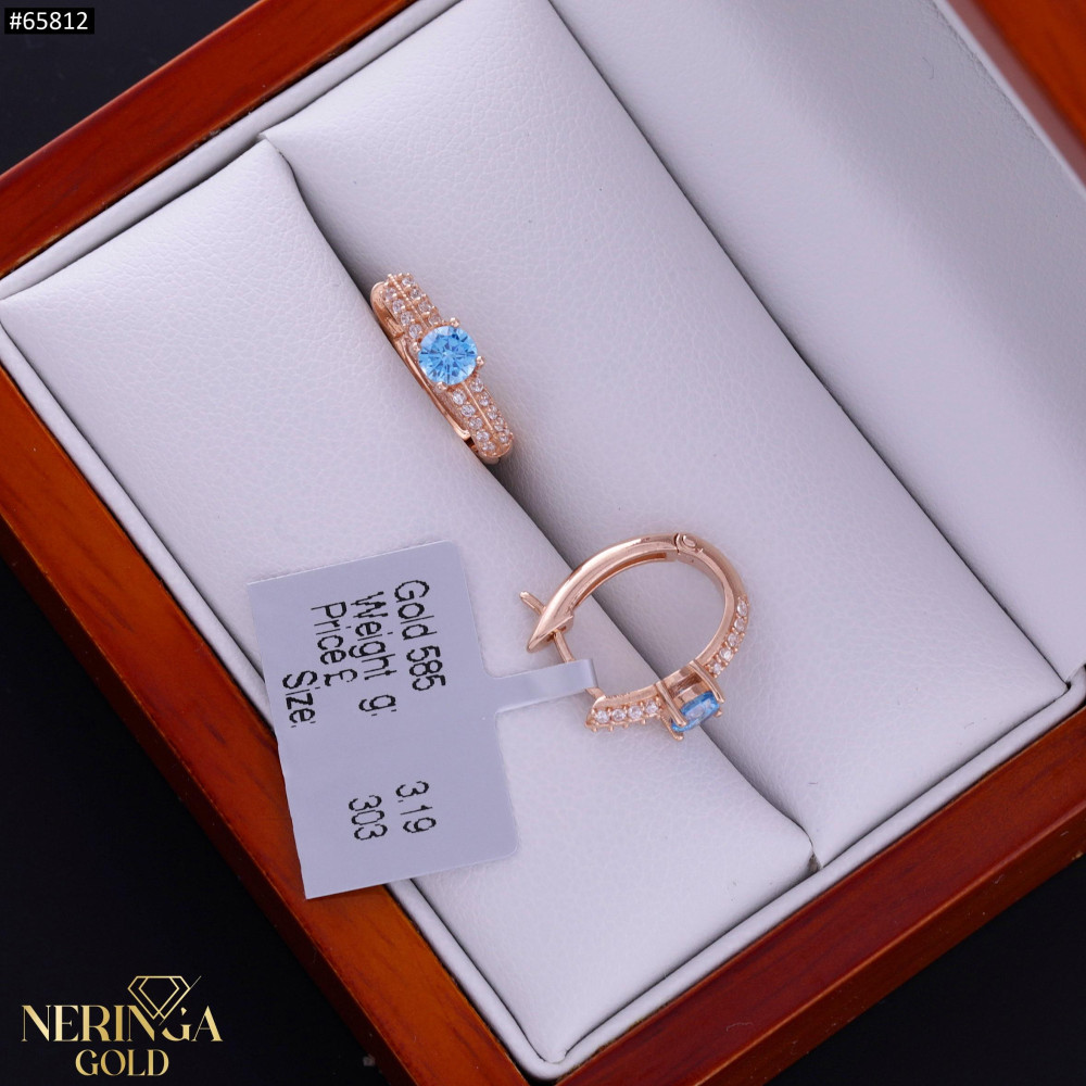 Rose gold english lock earrings #65812