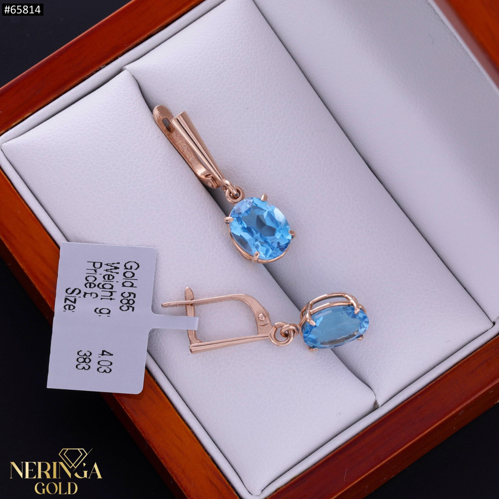 Rose gold english lock earrings #65814