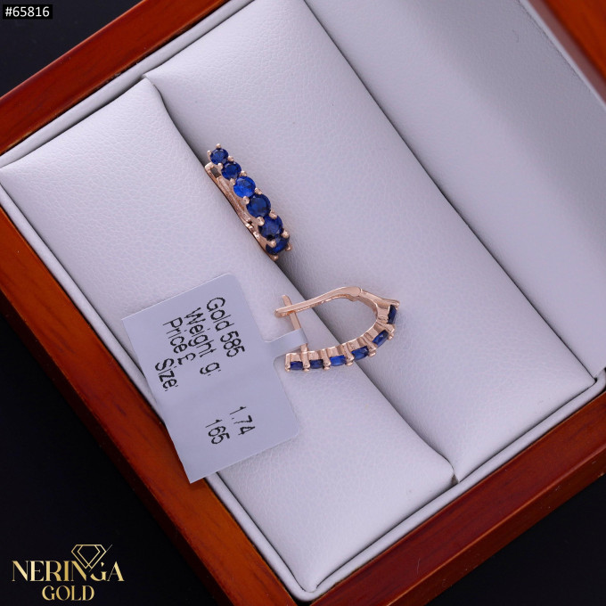 Rose gold english lock earrings #65816