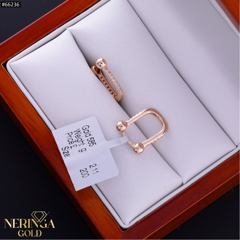 Rose gold earring #66236