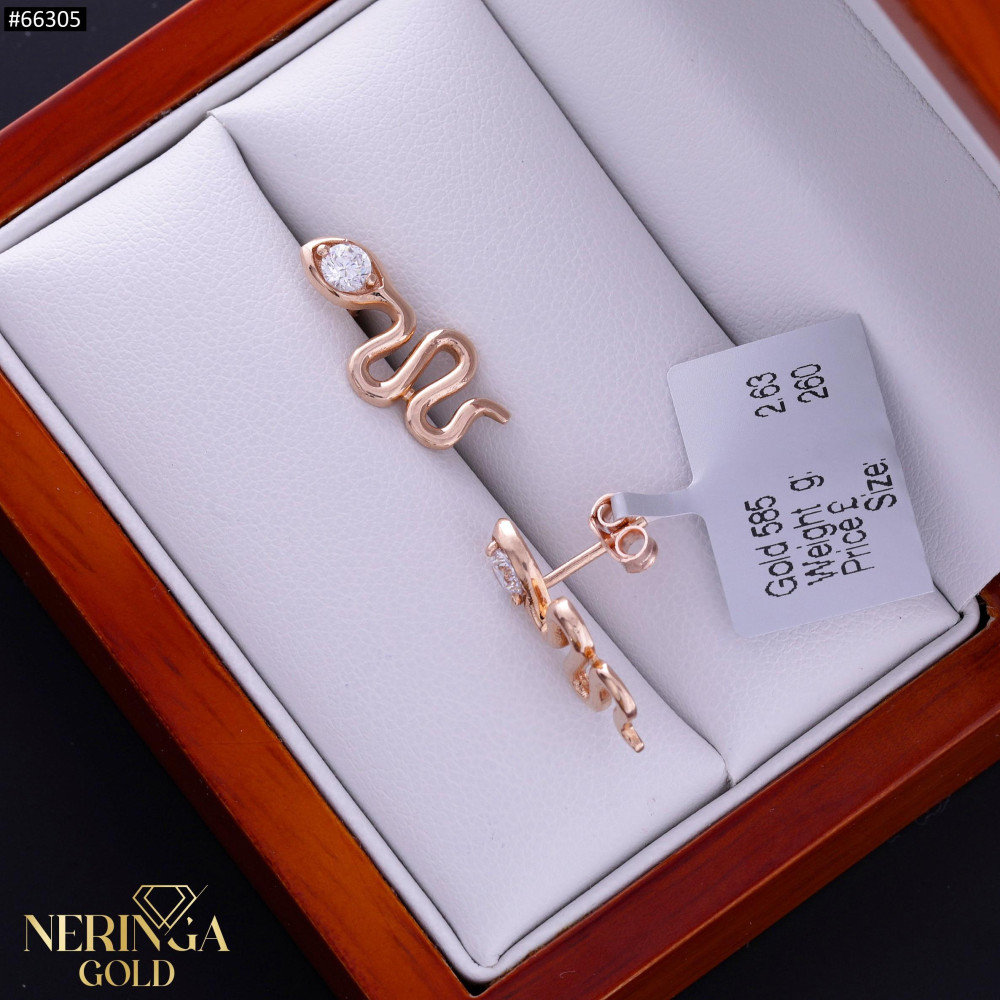 Rose gold stud earrings #66305