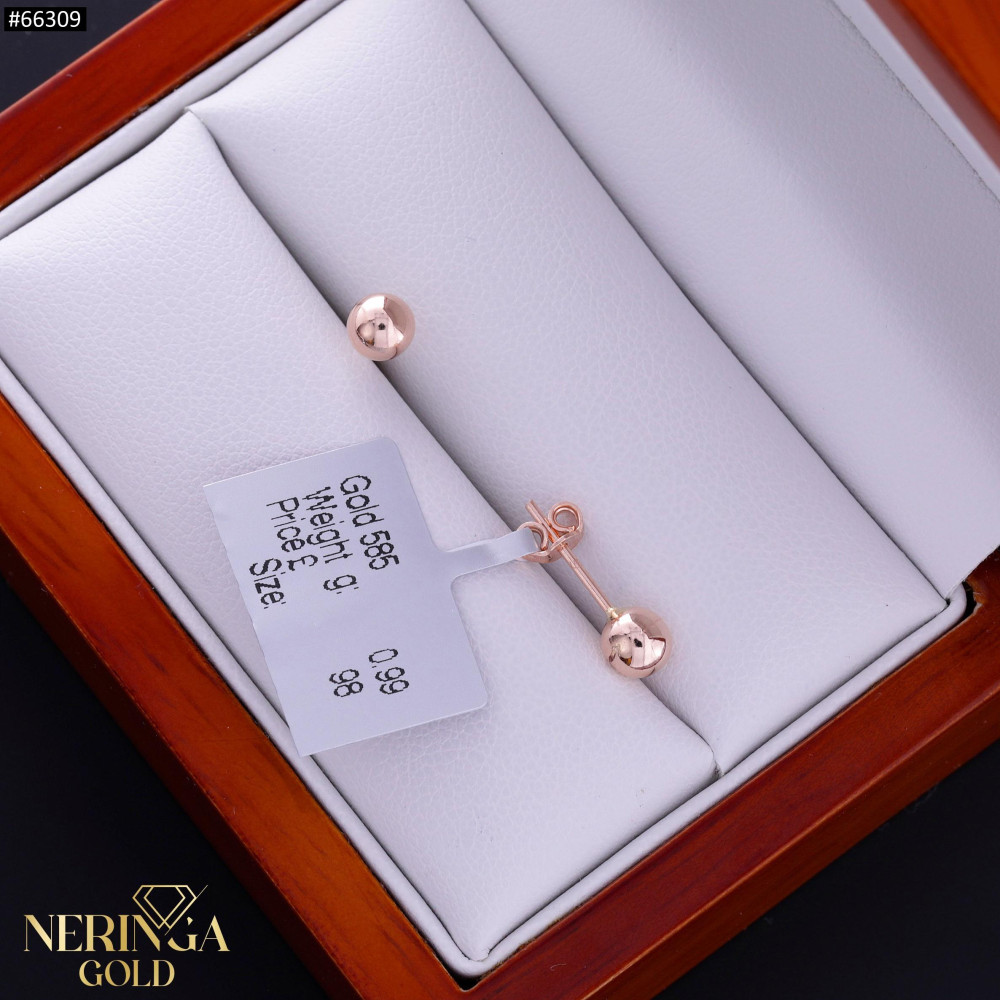 Rose gold stud earrings #66309