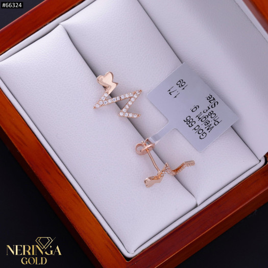 Rose gold stud earrings #66324