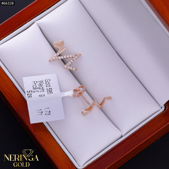 Rose gold stud earrings #66328