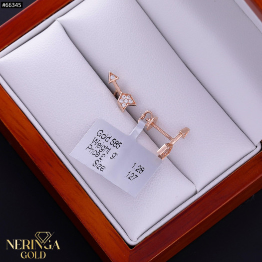 Rose gold stud earrings #66345