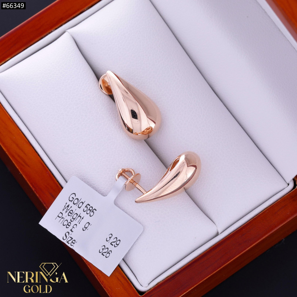 Rose gold stud earrings #66349