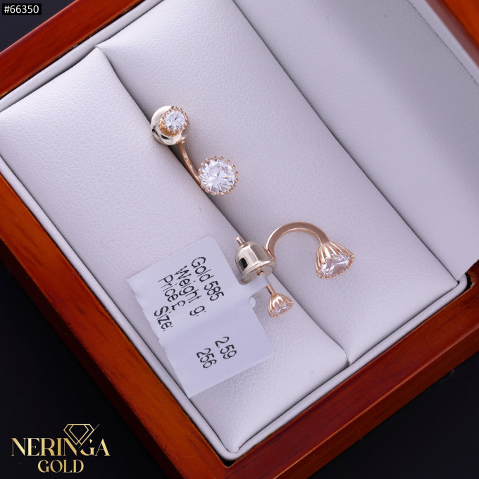 White rose gold stud earrings #66350