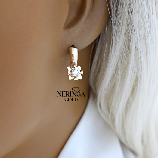 Rose gold english lock earrings #65914