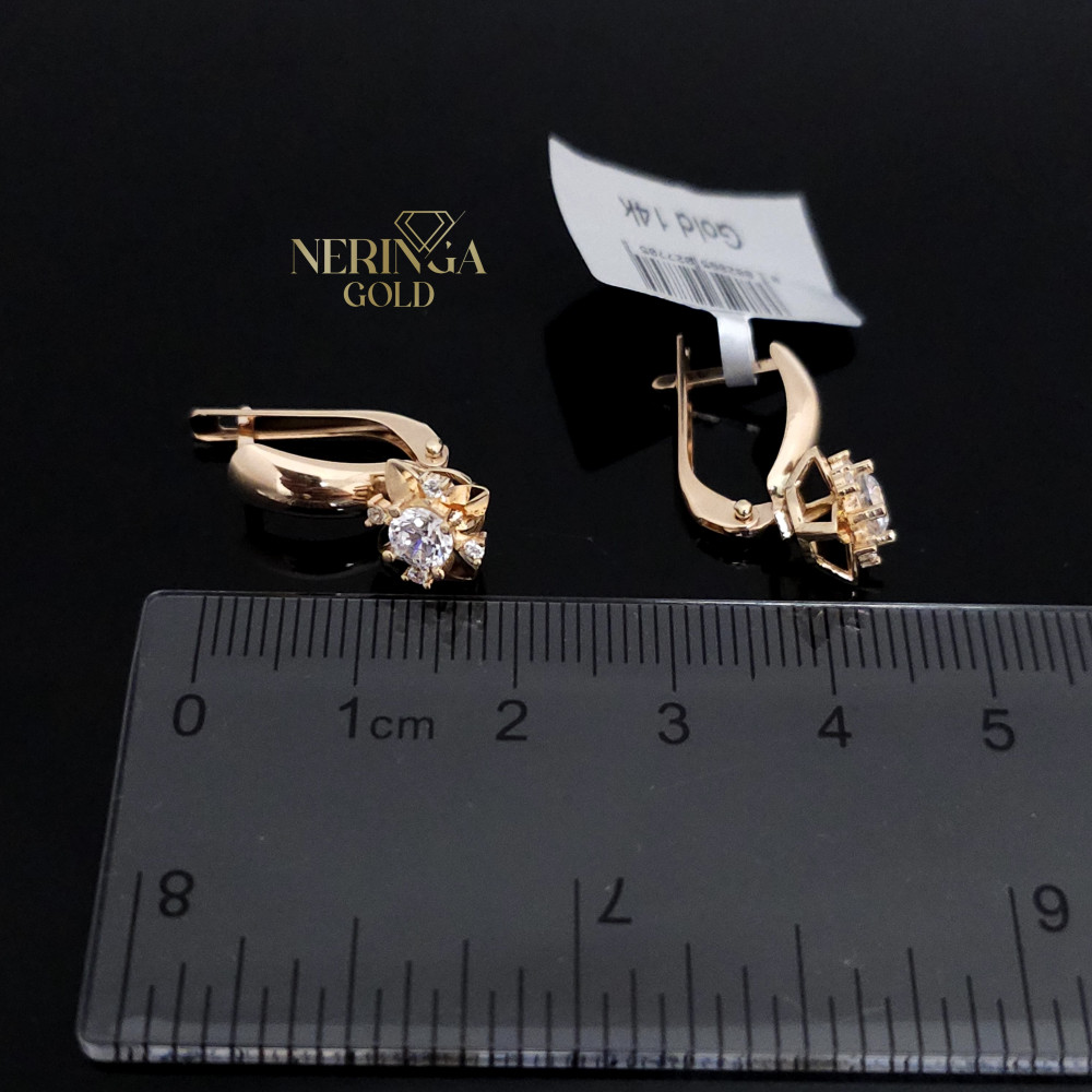 Rose gold english lock earrings #65914