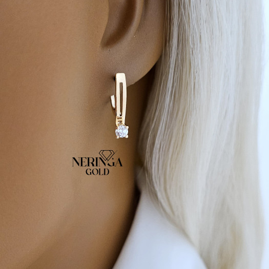 Rose gold english lock earrings #65923