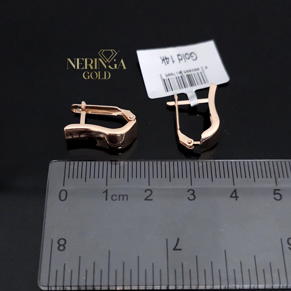 Rose gold english lock earrings #65983