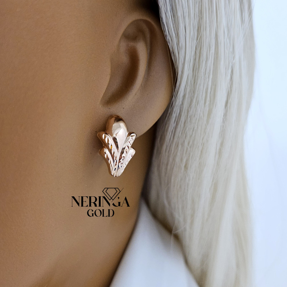 Rose gold english lock earrings #65928