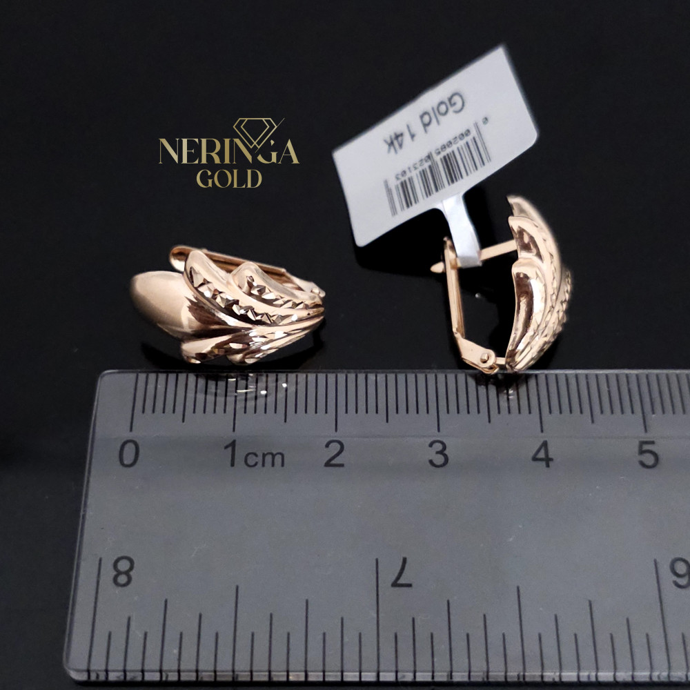 Rose gold english lock earrings #65928