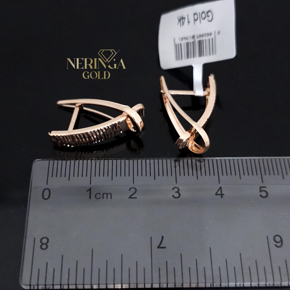 Rose gold english lock earrings #65977