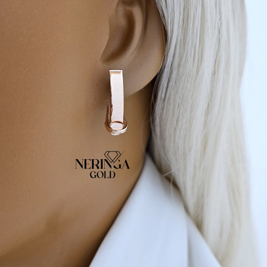 Rose gold english lock earrings #65985