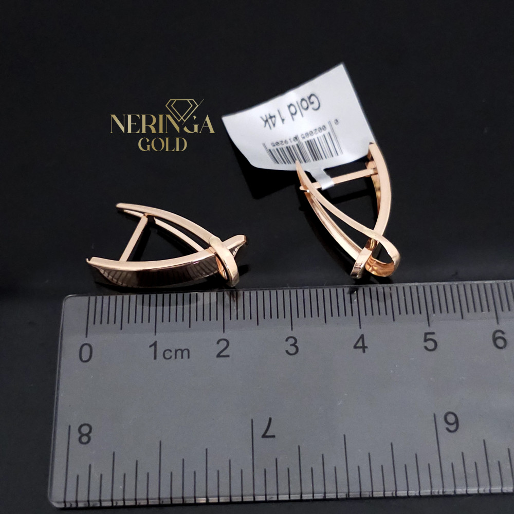 Rose gold english lock earrings #65985