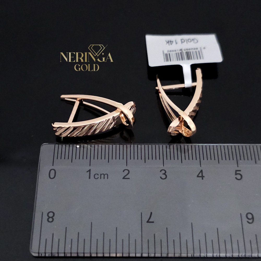 Rose gold english lock earrings #65982