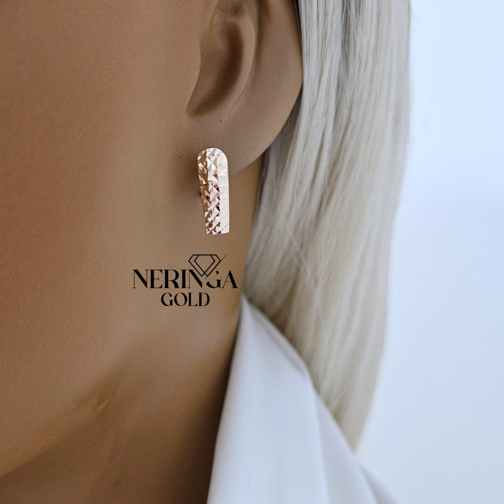 Rose gold english lock earrings #65990