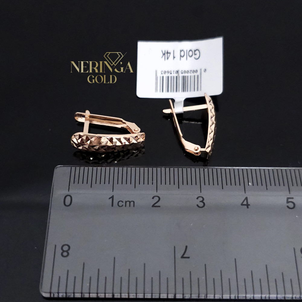 Rose gold english lock earrings #65990