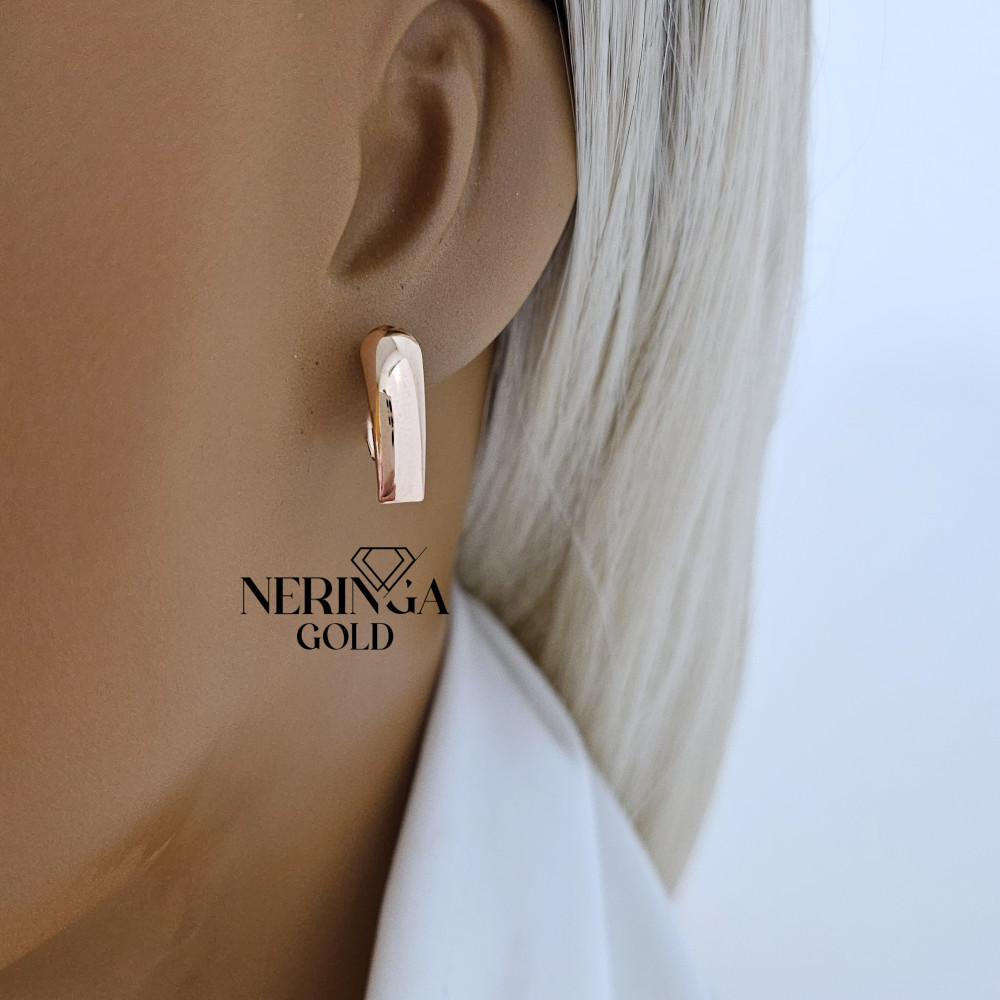 Rose gold english lock earrings #65989