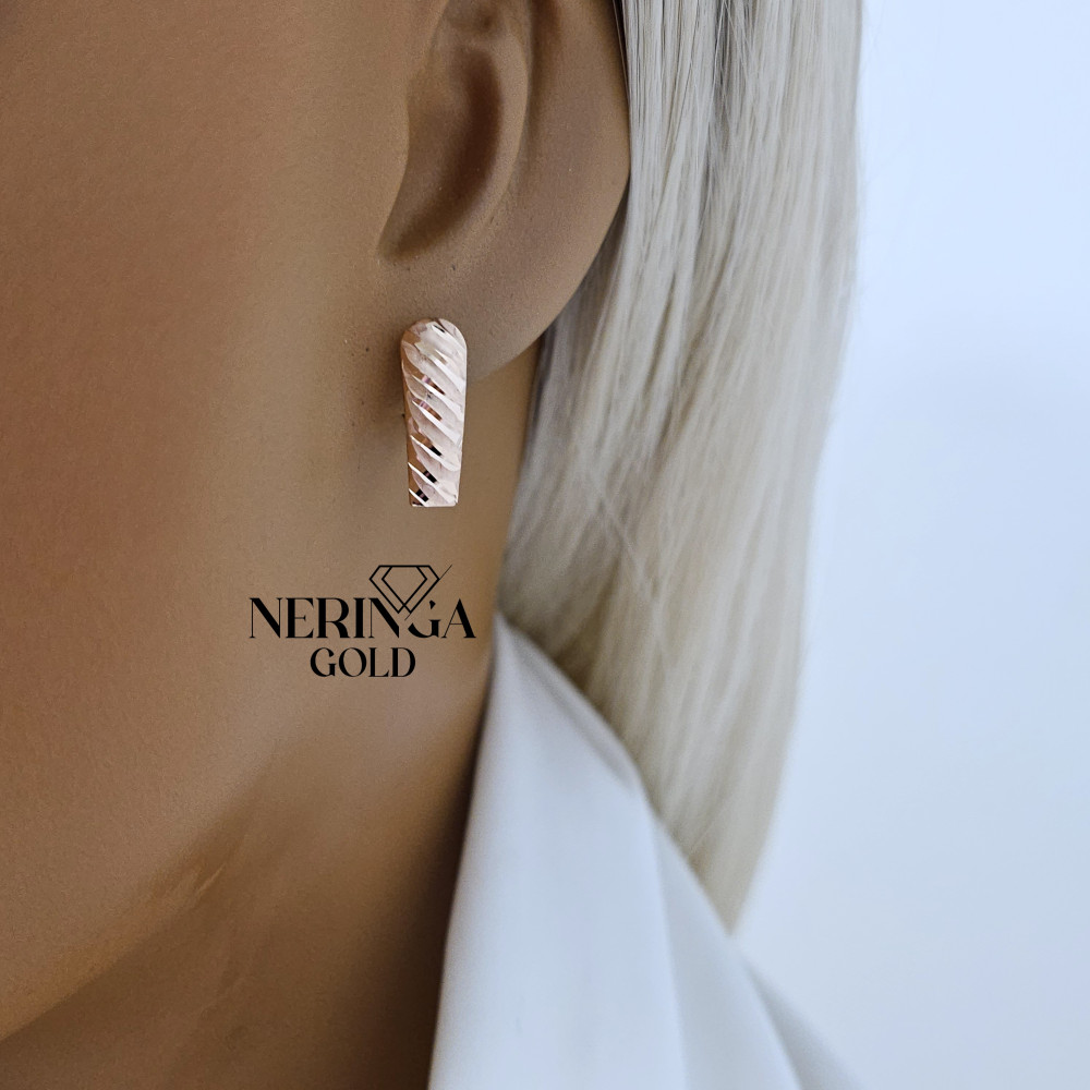 Rose gold english lock earrings #65988