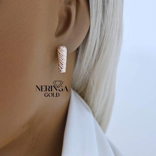 Rose gold english lock earrings #65988