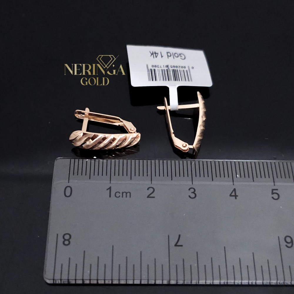Rose gold english lock earrings #65988