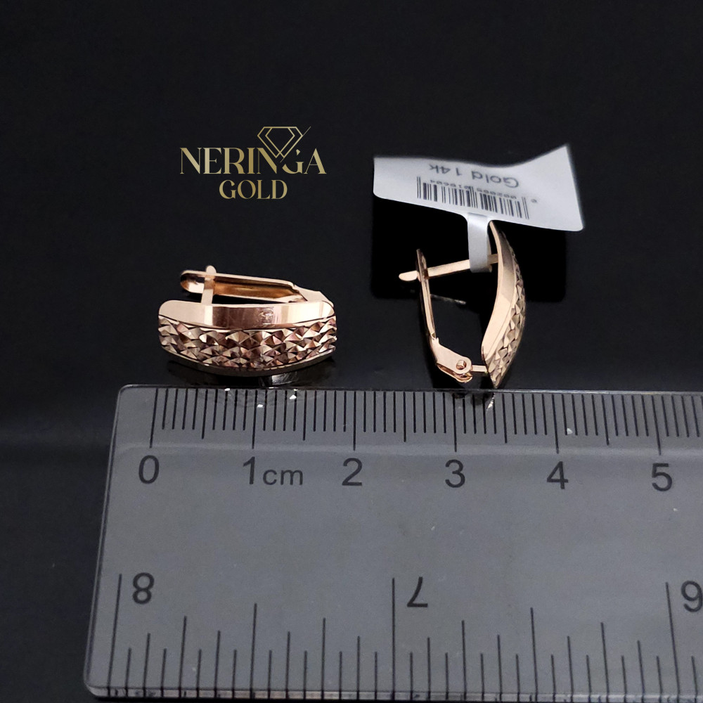 Rose gold english lock earrings #65980